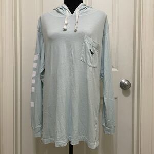 Victoria's Secret PINK Lightweight  Hoodie T Shirt Blue Dog Logo Women's Small S